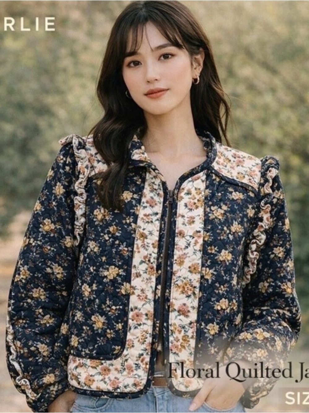 Karlie Floral Ditzy Vintage Corduroy Tapestry Novelty Quilted Ruffled Jacket M